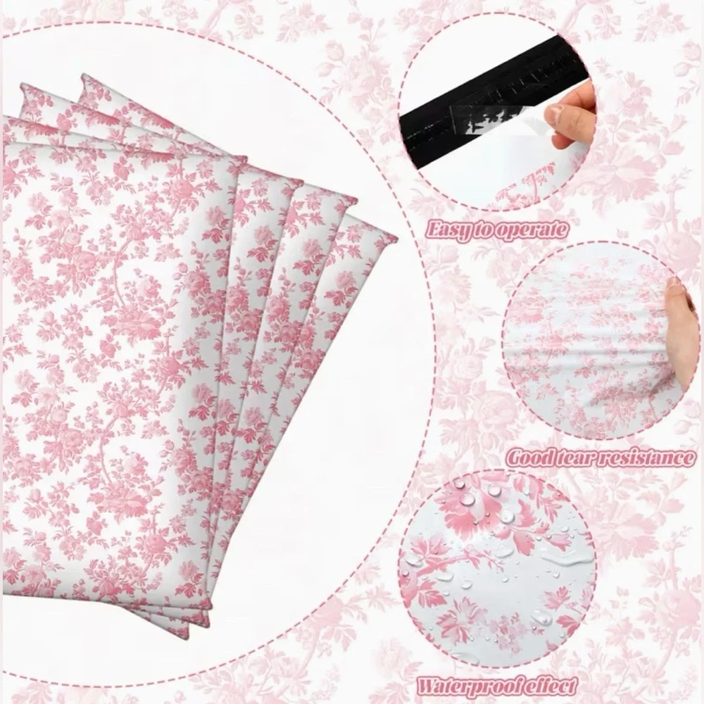 30 10” x 13” Pink Floral Poly Mailers